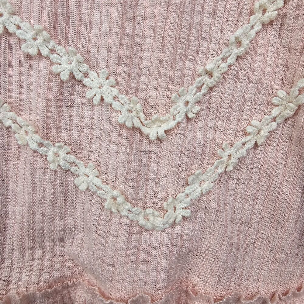POL Pink Ribbed Lace Trim Babydoll Cami Top M Boho Coquette Cottagecore - Picture 6 of 14